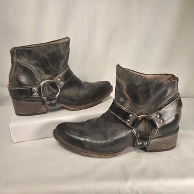 Freebird Steven Santiago Distressed Brown Leather Zip Ankle Harness Boots Size 9