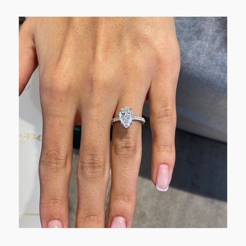 Diamond Engagement Ring F VS1 IGI Certified Pear 1.2Ct Labcreated 14k White Gold - Picture 6 of 14