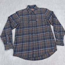 Orvis Signature Collection Mens Plaid Flannel Shirt Navy Brown Small P3 17