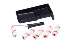 ProDec Contractor 7 Piece Woven 4 inch Mini Paint Rollers, Frame and Tray Set f
