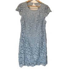 NWT Lulus Romance Language Dress Sz L Light Blue Backless Lace Summer Wedding
