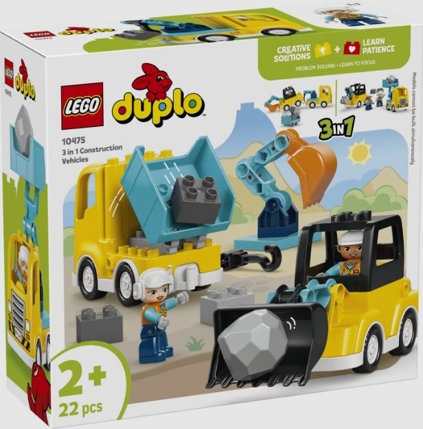 LEGO DUPLO 10475 Veicoli da Cantiere 3 in 1: Miglior Regalo 2 Anni+
