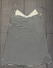 Lauren Ralph Lauren Black/White Striped Cotton Blend Nightgown Size XL Lace Trim