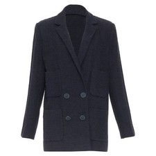 Chanel Navy Cotton Tweed Boucle Four Pocket Jacket Women Blue Size 40