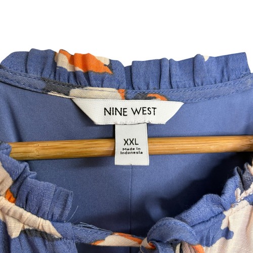 Nine West Womens Dress XXL Blue Maxi Tiered Halter Keyhole Lined Sundress Beachy - Picture 5 of 11