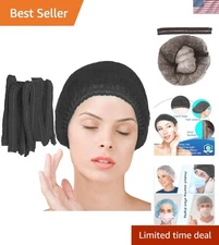 Disposable Hair Net Caps 100 Pcs Elastic Food Service Sleep Head Cover Black