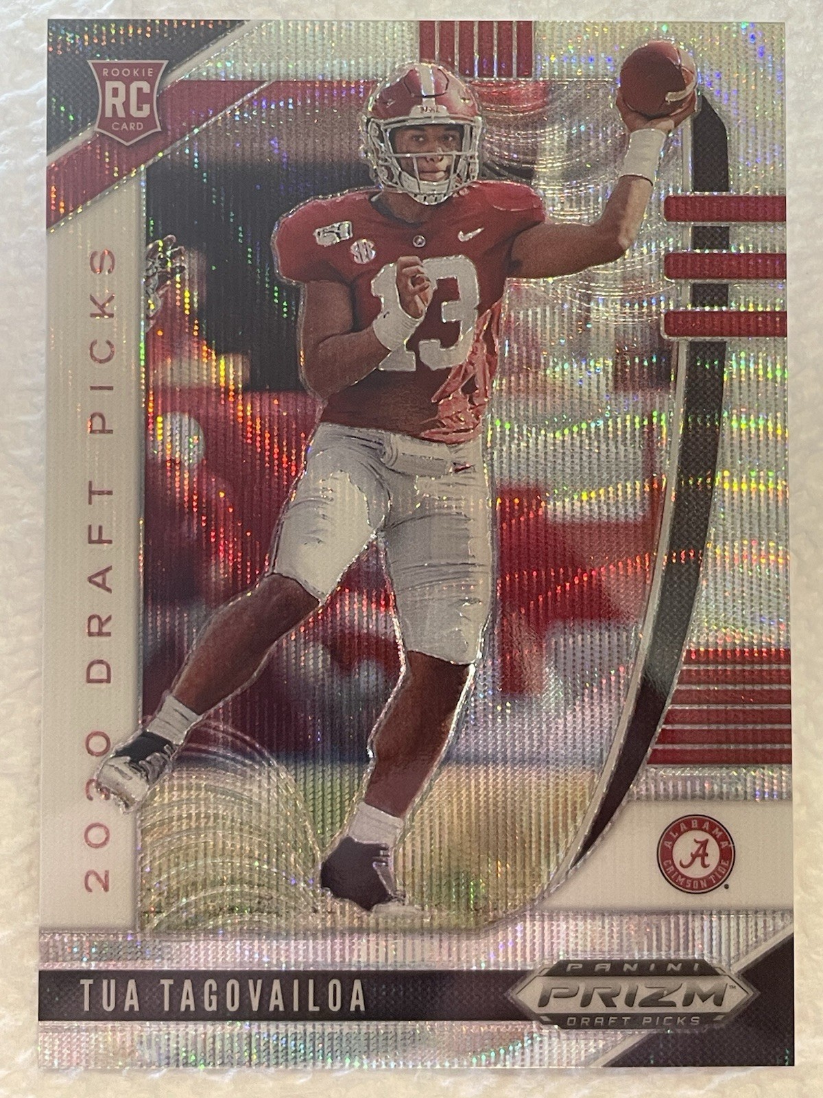 Tua Tagovailoa 2020 Panini Prizm Draft Picks #101 Blue Wave Prizm 83/299 Alabama