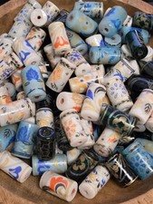 100 FLOWER DESIGN MULTI-COLOR GLASS BEADS JEWELRY CRAFT MAKING TUBE BEADS