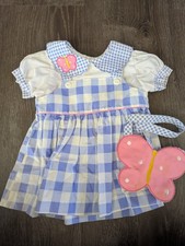Vintage 90s Allison Ann 12 Mo Butterfly Gingham Toddler Dress Purse Boho Baby