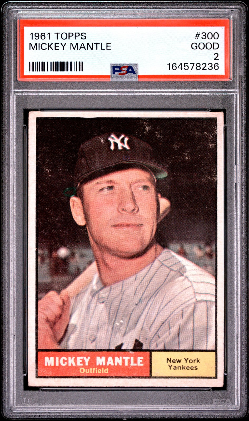 1961 TOPPS #300 MICKEY MANTLE PSA 2 view 1