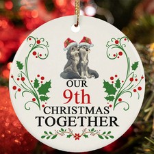 Our 9th Christmas Together Ornament Funny Wolf Couple 9 Year Anniversary Gift