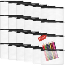 24 PCS Clear PVC Pencil Pouch Bulk 8.66x5.71 In Soft Pencil Case Bag Black