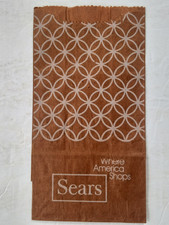 Vintage SEARS Department Store WHERE AMERICA SHOPS Brown Paper Advertising Bag