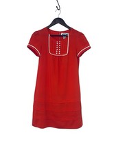 BB Dakota Red Orange Mini Dress w/ White Button Detail & Trim Feminine Retro Sm