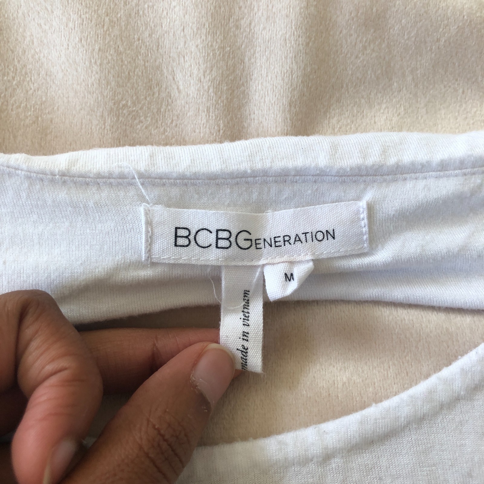 BCBGeneration White Draped Open Back Long Sleeve … - image 6