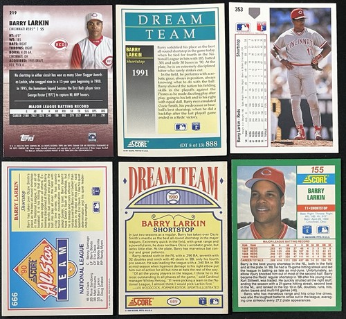 6 Card Baseball Lot Barry Larkin Cincinnati Reds All Star , Dream Team & More - Picture 4 of 6