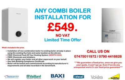 Kesselinstallation £449 nur Arbeit. Gassicherheitszertifikat, Service & Reparatur.