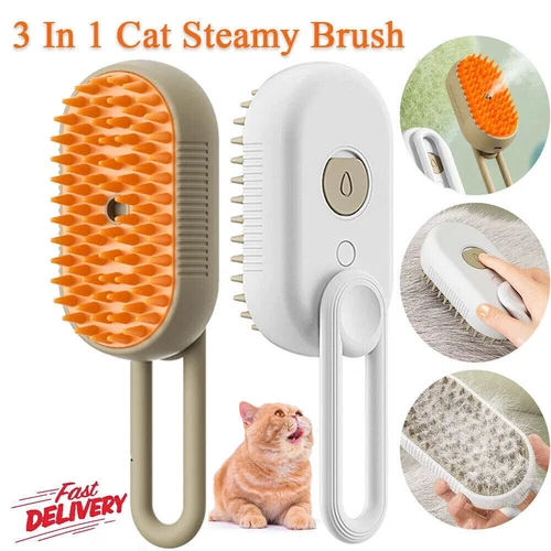Spazzola a Vapore per Gatti Spazzola Vapore per Cani 3 in 1 Spray Elettrico Massaggio Toelettatura Animali Domestici - Foto 16 di 20