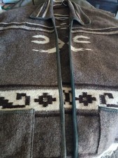 Vintage 70s Woven Fringe Boho Western Aztec Mexican Zarape Vest. Wool,Handmade