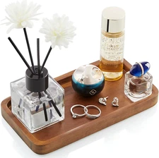 ALELION 6" Small Bathroom Vanity Tray for Counter - Acacia Wood Dish Soap Dispen