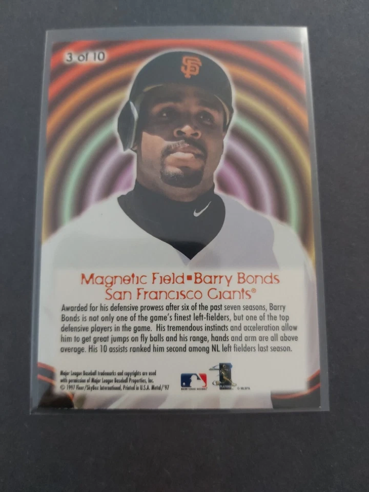 1997 Metal Universe Barry Bonds Magnetic Field Insert Sp #3 Of 10 Giants - Image 2 of 2