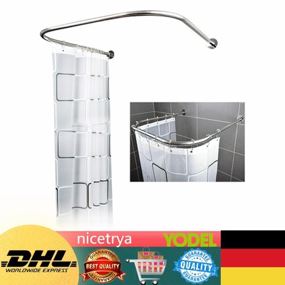 Edelstahl Duschvorhangstange Rund U-Form Duschstange Gebogene Bad-Vorhangstange