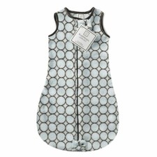 New Swaddle Designs Cozy zzZipMe Sack - Brown Mod Circles, Pastel Blue