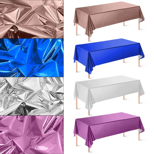 Rectangular Table Cover Cloth Metallic Foil Tablecloth for Birthday Party Decor