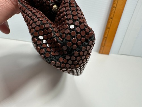 VTG Brown Reflective Lucite Tiles Disco Purse Handbag Glam Textured Clutch Purse - Picture 6 of 13