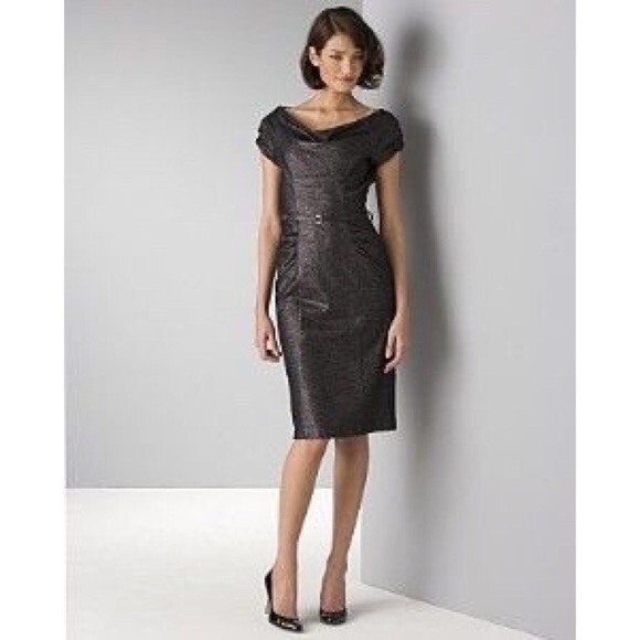 Diane von Furstenberg Black Lurex Wool Blend Ellen Marie Sheath