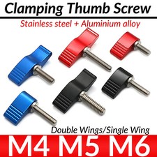 M4 M5 M6 Thumb Screw Wing Knob Head Hand Grip Bolts Aluminum Shank Stainless Rod