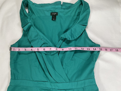 J.CREW Emerald Green Sleeveless Dressy V-Neck Dress - Women's Size 4-  ruffles | eBay