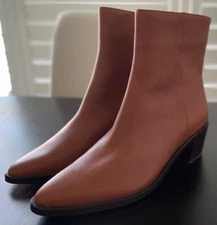 MADEWELL The Darcy Leather Ankle Boot Side Zip Warm Cinnamon Size 9 EUC