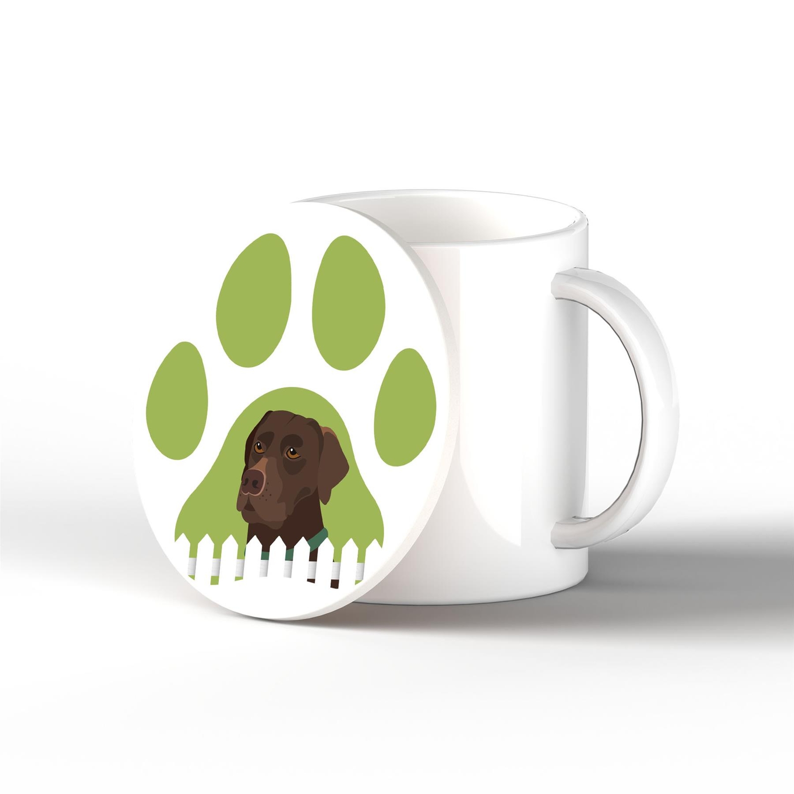 Chocolate Labrador Pawprint Kate Pearson Illustration Ceramic Coaster Dog Gift