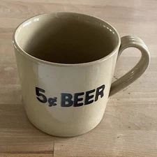 Vintage 5 Cent Beer Large Stoneware Mug Pearsons Chesterfield 1810 England