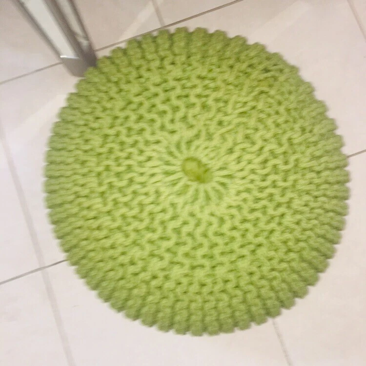 Puf tejido redondo verde otomano puf reposapiés taburete puf asiento de piso decoración Foto 2 de 4