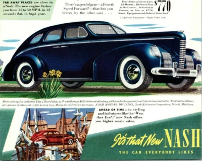 PRINT AD 1939 Nash It'll Lead You Astray and You'll Like It 6.75 x 10 - Image 1 of 2