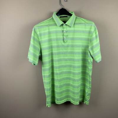 Tiger Woods Collection Men’s Xl Green Striped Cotton Polyester Ss Polo  Shirt