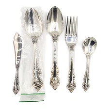 5 Piece Hostess Set Royal Baroque Silverplate Wallace Silversmiths Discontinued