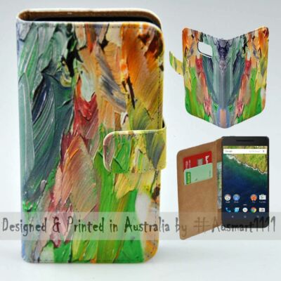For Google Series - Oil Paint Theme Print Wallet Mobile Phone Case Cover