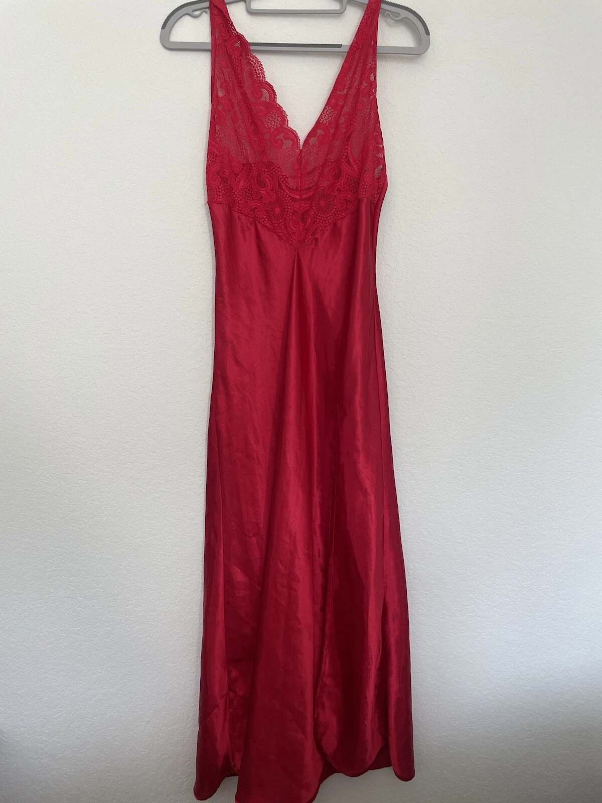 UNDERCOVER Abito lungo slip Victoria’s Secret etichetta oro taglia small raso rosso pigiama