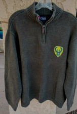 Milwaukee Bucks (NBA) camo green zip ribbed collar sweater, sz XXL, Chaps