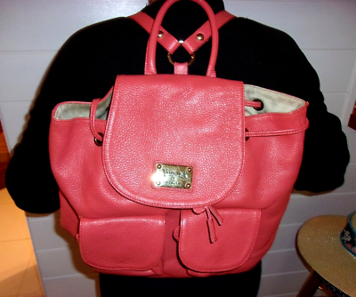 Valentina Orange Pebbled Leather Backpack Purse Adjusts  display picture 2