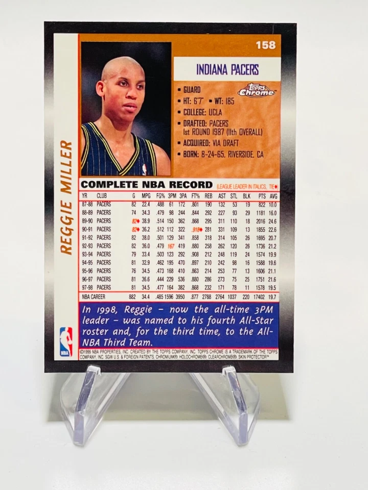 REGGIE MILLER 1998-99 Topps Chrome NBA  Pacers #158 - Image 2 of 2