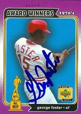 George Foster autographed Baseball Card (Reds) 2001 UD Decade Awrad Winners #162