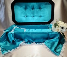 Newnak's- Small 18" Deluxe Pet Casket Black/Turquoise