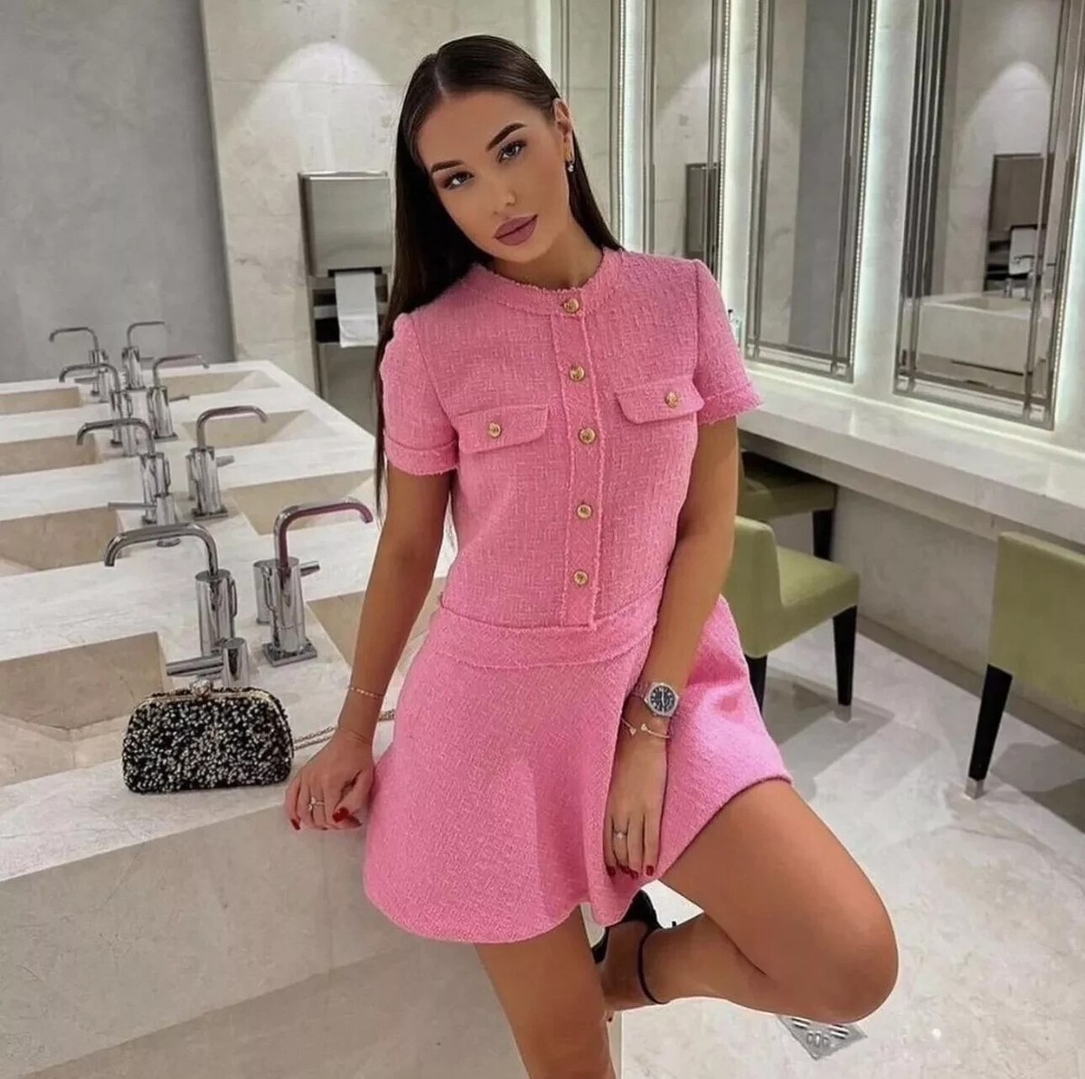 NWT_ ZARA SS24 SHORT STRUCTURED DRESS ZW COLLECTION Mid-pink NWT_ ZARA SS24 SHORT STRUCTURED DRESS ZW COLLECTION Mid-pink
