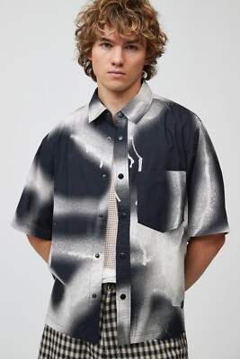 Urban Outfitters UO Ryan Cotton Men's Buttondown Shirt Tie & Dye White XL 286206