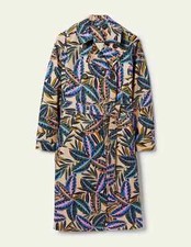 Bnwt: Printed Cotton Trench Coat From Boden: Uk 10: Rope & Exotic Leaves Print