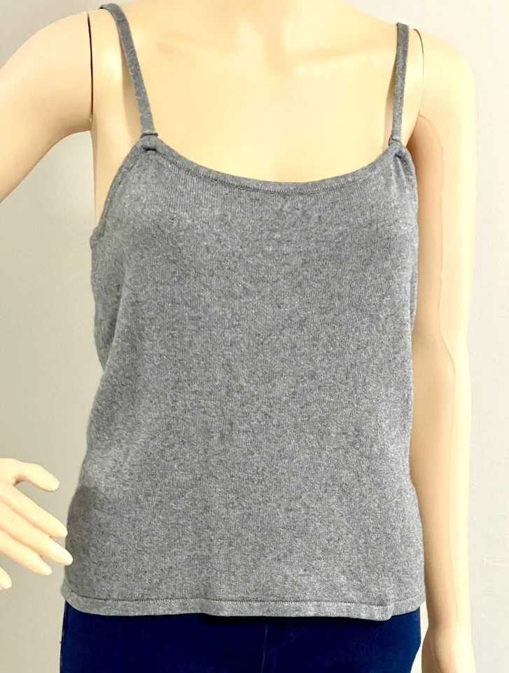Camiseta sin mangas vintage Express seda cachemir gris grandes correas ajustables Foto 2 de 4